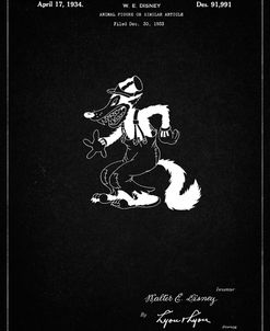PP190- Vintage Black Disney Big Bad Wolf Patent Poster