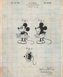 PP191- Antique Grid Parchment Mickey Mouse 1929 Patent Poster