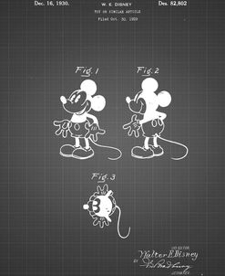 PP191- Black Grid Mickey Mouse 1929 Patent Poster