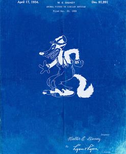 PP190- Faded Blueprint Disney Big Bad Wolf Patent Poster