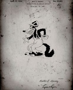 PP190- Faded Grey Disney Big Bad Wolf Patent Poster