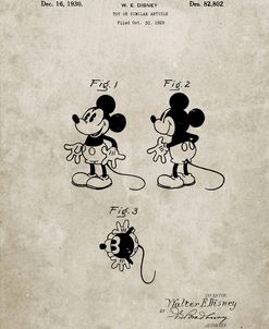 PP191- Sandstone Mickey Mouse 1929 Patent Poster