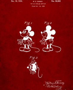 PP191- Burgundy Mickey Mouse 1929 Patent Poster