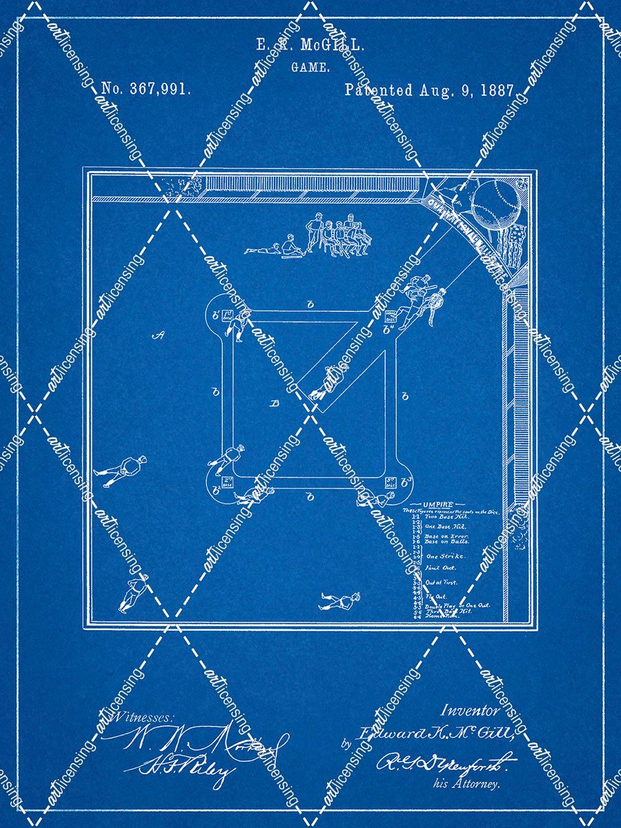 PP192- Blueprint Our National Ball Game Patent Poster