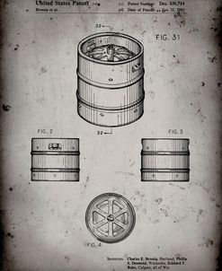 PP193- Faded Grey Miller Beer Keg Patent Poster