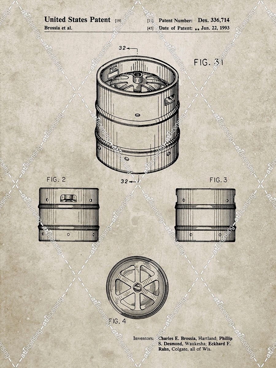 PP193- Sandstone Miller Beer Keg Patent Poster
