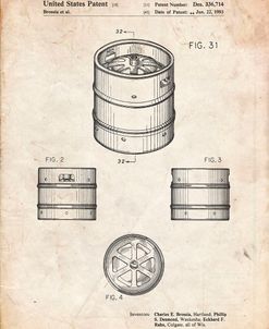 PP193- Vintage Parchment Miller Beer Keg Patent Poster