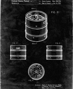 PP193- Black Grunge Miller Beer Keg Patent Poster