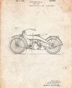 PP194- Vintage Parchment Harley Davidson Motorcycle 1919 Patent Poster