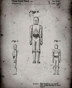 PP195- Faded Grey Star Wars C-3PO Patent Poster