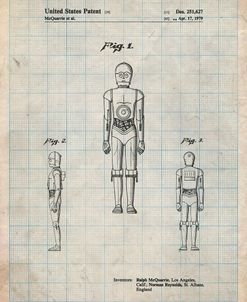 PP195- Antique Grid Parchment Star Wars C-3PO Patent Poster