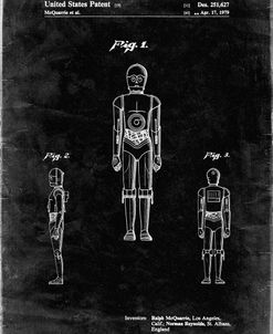 PP195- Black Grunge Star Wars C-3PO Patent Poster