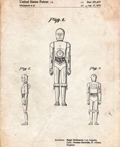 PP195- Vintage Parchment Star Wars C-3PO Patent Poster