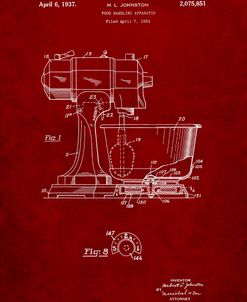 PP197- Burgundy KitchenAid Kitchen Mixer Patent Poster