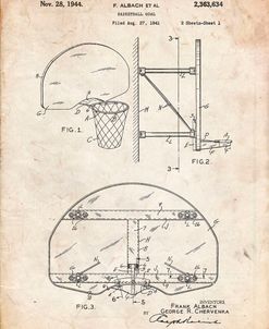PP196- Vintage Parchment Albach Basketball Goal Patent Poster