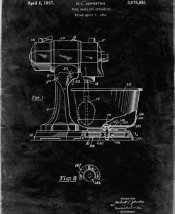 PP197- Black Grunge KitchenAid Kitchen Mixer Patent Poster