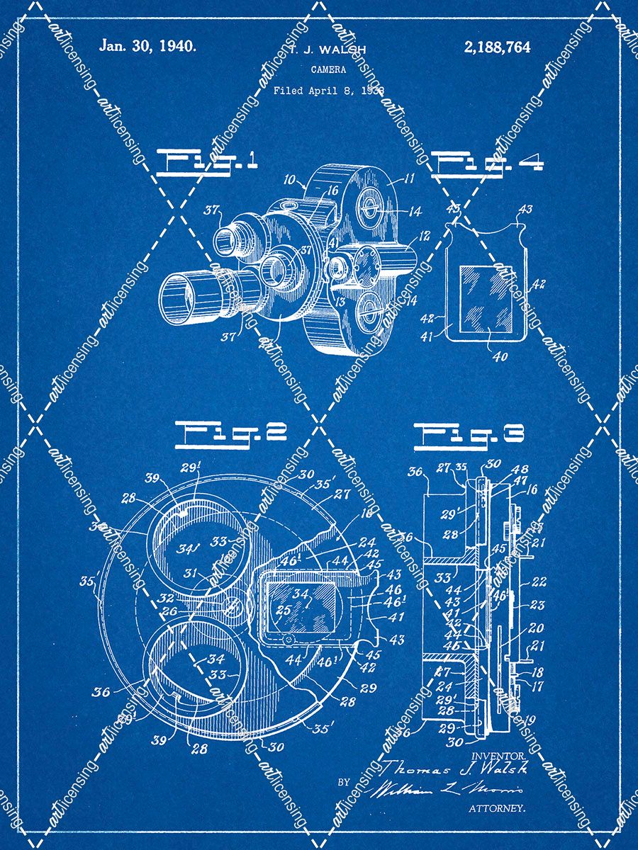 PP198- Blueprint Bell and Howell Color Filter Camera Patent Poster