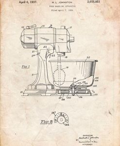 PP197- Vintage Parchment KitchenAid Kitchen Mixer Patent Poster
