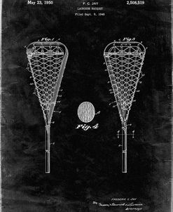 PP199- Black Grunge Lacrosse Stick 1948 Patent Poster