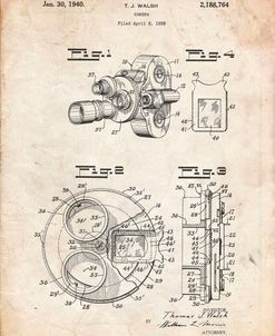 PP198- Vintage Parchment Bell and Howell Color Filter Camera Patent Poster