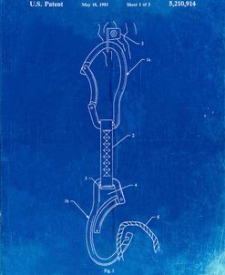 PP200- Faded Blueprint Automatic Lock Carabiner Patent Poster