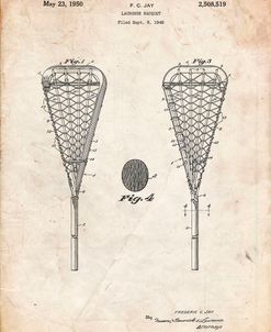 PP199- Vintage Parchment Lacrosse Stick 1948 Patent Poster