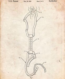 PP200- Vintage Parchment Automatic Lock Carabiner Patent Poster