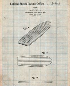PP201- Antique Grid Parchment Surfboard Poster