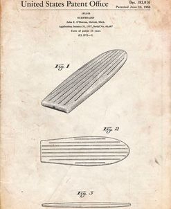 PP201- Vintage Parchment Surfboard Poster
