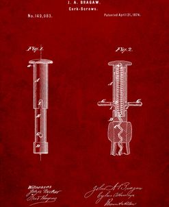 PP203- Burgundy Corkscrew 1874 Patent Poster