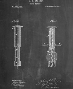 PP203- Chalkboard Corkscrew 1874 Patent Poster