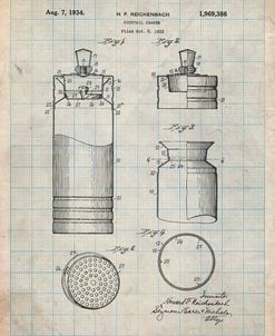PP204- Antique Grid Parchment Cocktail Shaker Patent Poster