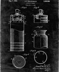 PP204- Black Grunge Cocktail Shaker Patent Poster