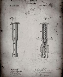 PP203- Faded Grey Corkscrew 1874 Patent Poster