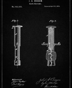 PP203- Vintage Black Corkscrew 1874 Patent Poster