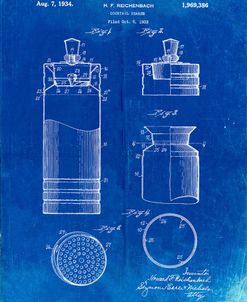 PP204- Faded Blueprint Cocktail Shaker Patent Poster