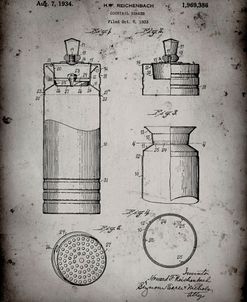 PP204- Faded Grey Cocktail Shaker Patent Poster