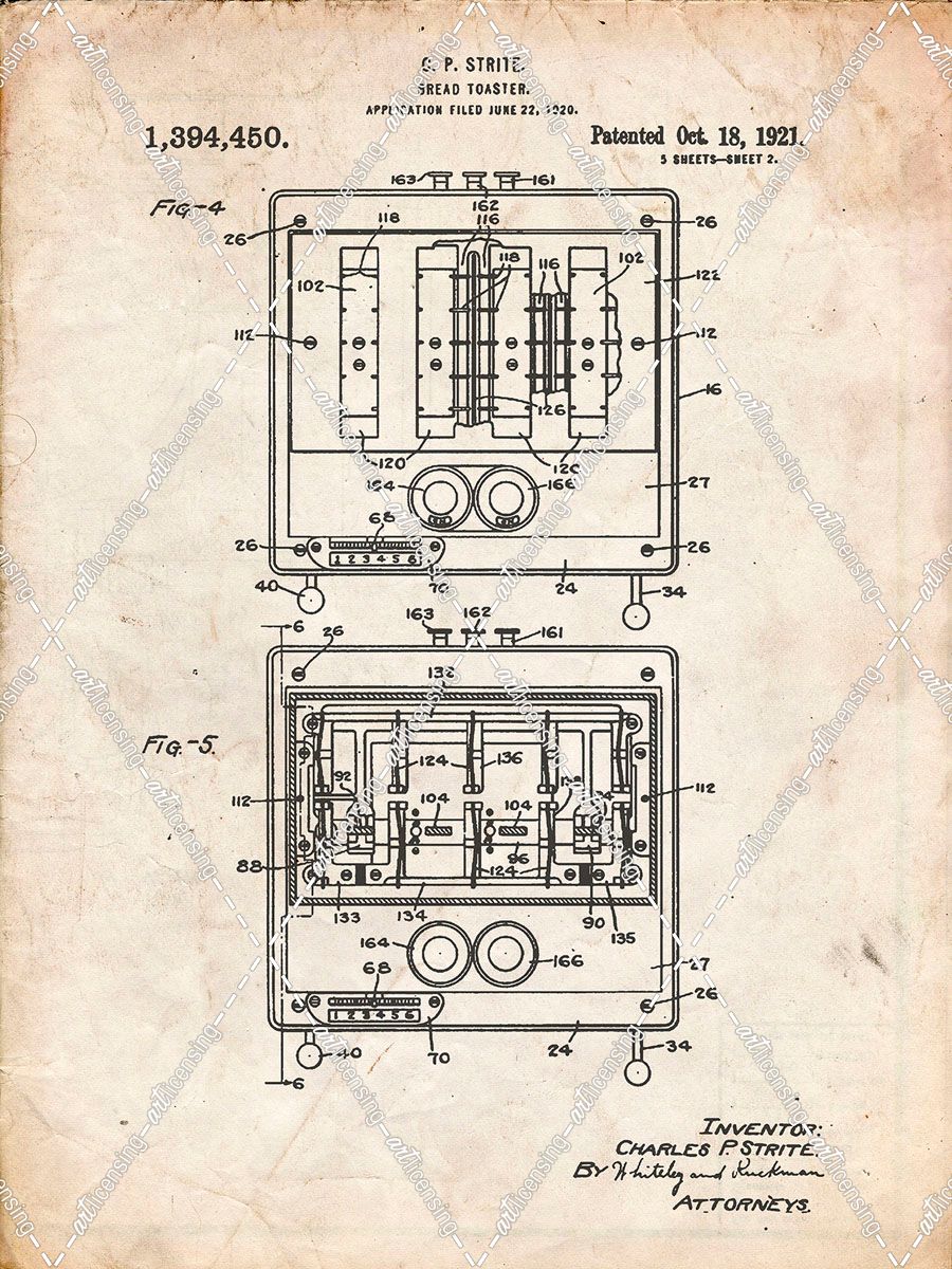 PP207- Vintage Parchment Toastmaster Toaster Patent Print