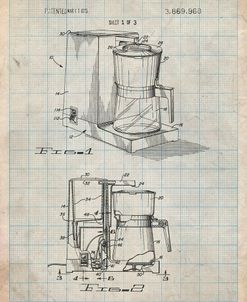 PP208- Antique Grid Parchment Dart Coffee Maker 1975