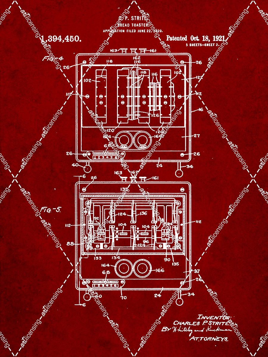 PP207- Burgundy Toastmaster Toaster Patent Print