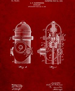 PP210-Burgundy Fire Hydrant 1903 Patent Poster
