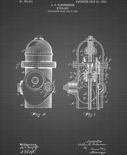 PP210-Black Grid Fire Hydrant 1903 Patent Poster
