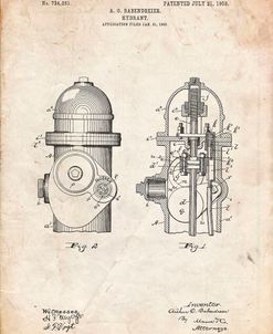 PP210-Vintage Parchment Fire Hydrant 1903 Patent Poster