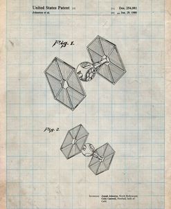 PP211-Antique Grid Parchment Star Wars TIE Fighter Patent Poster