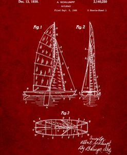 PP216-Burgundy Schlumpf Sailboat Patent Poster