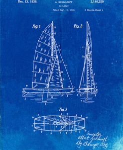 PP216-Faded Blueprint Schlumpf Sailboat Patent Poster