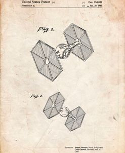 PP211-Vintage Parchment Star Wars TIE Fighter Patent Poster