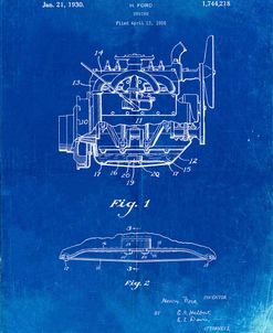 PP220-Faded Blueprint Model A Ford Pickup Truck Engine Poster
