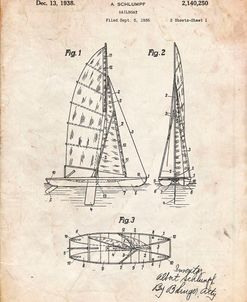 PP216-Vintage Parchment Schlumpf Sailboat Patent Poster