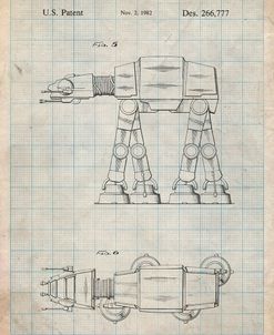 PP224-Antique Grid Parchment Star Wars AT-AT Imperial Walker Patent Poster